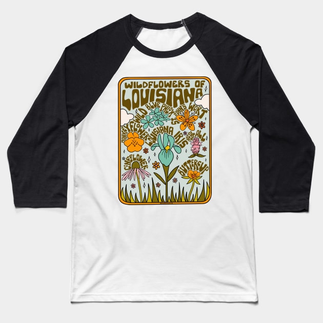 Louisiana Wildflowers Baseball T-Shirt by Doodle by Meg